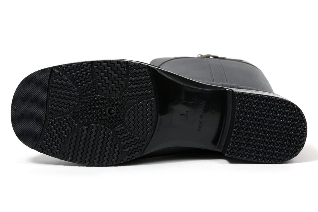 Akiriko Women's Jockey Style Long Rain Boots with Knitted Lining, Black, Size M