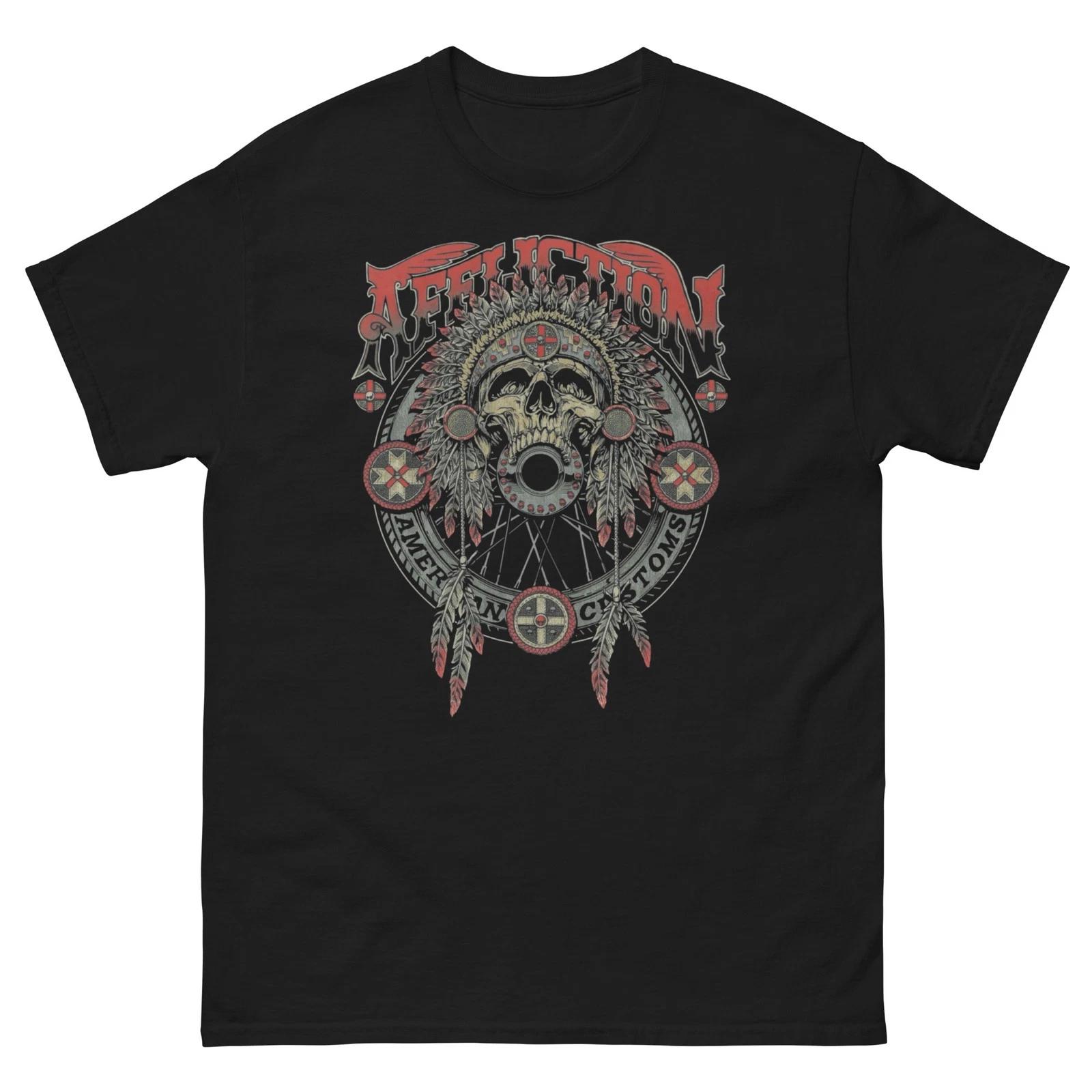 Xtreme Affliction Style Skull Headdress Biker Tee Y2K Tattoo Graphic Shirt S