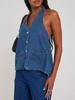 Women's Cropped Quilted Puffer Vest Stand Collar Lightweight Button Down Sleeveless Jacket