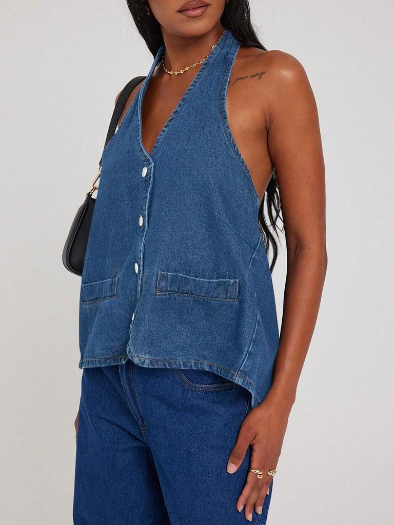 Women's Cropped Quilted Puffer Vest Stand Collar Lightweight Button Down Sleeveless Jacket