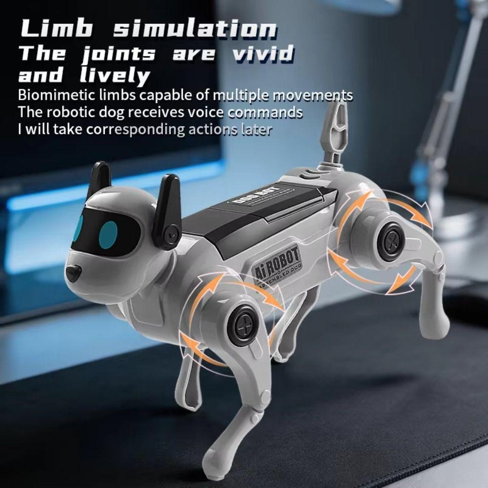 Voice Control Intelligent Mechanical Dog Walking Function DIY Assembled Dog Toys Birthday Gifts