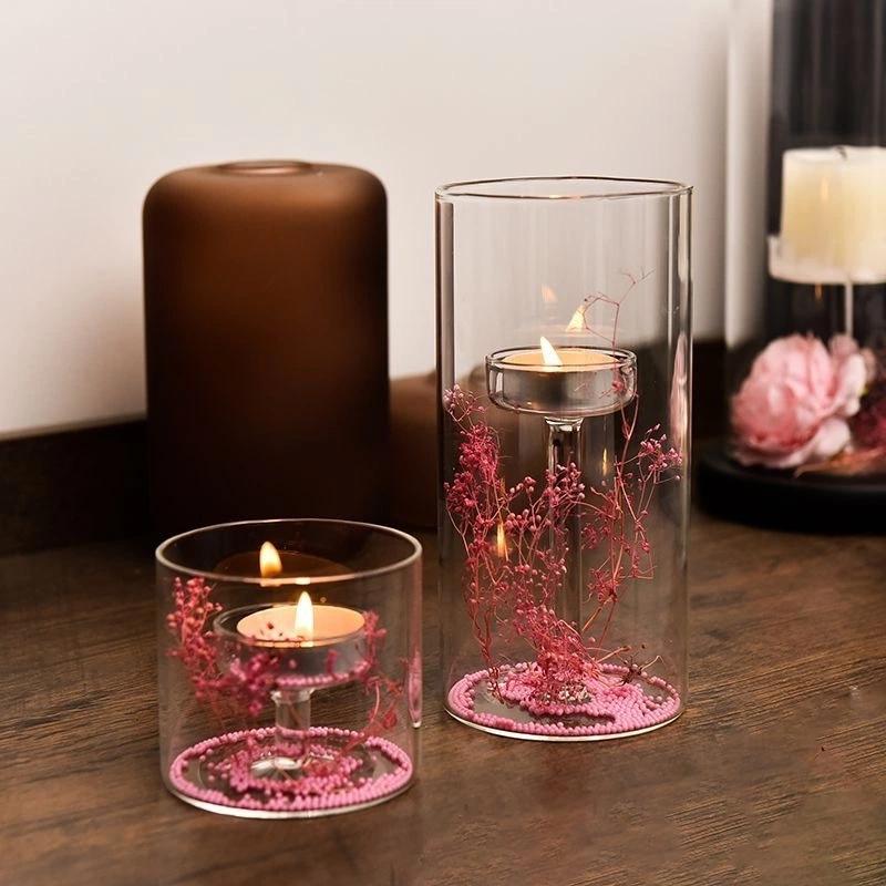 European Style Glass Candle Holder – Romantic Windproof Tabletop Decor for Home & Dinner