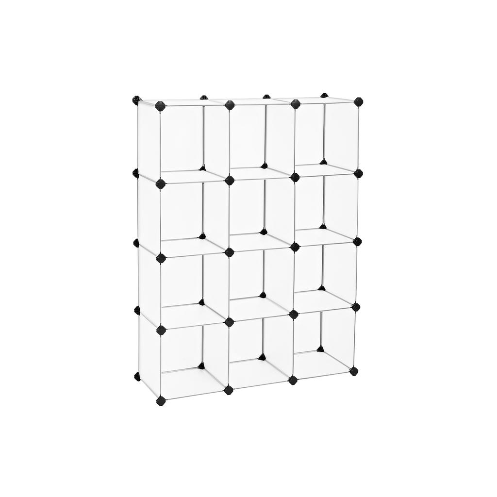 SONGMICS Closet Cabinet, Bookcase, Storage Unit, Interlocking Plastic Cubes, Easy to Assemble, for Living Room, Closet, Bedroom, Office