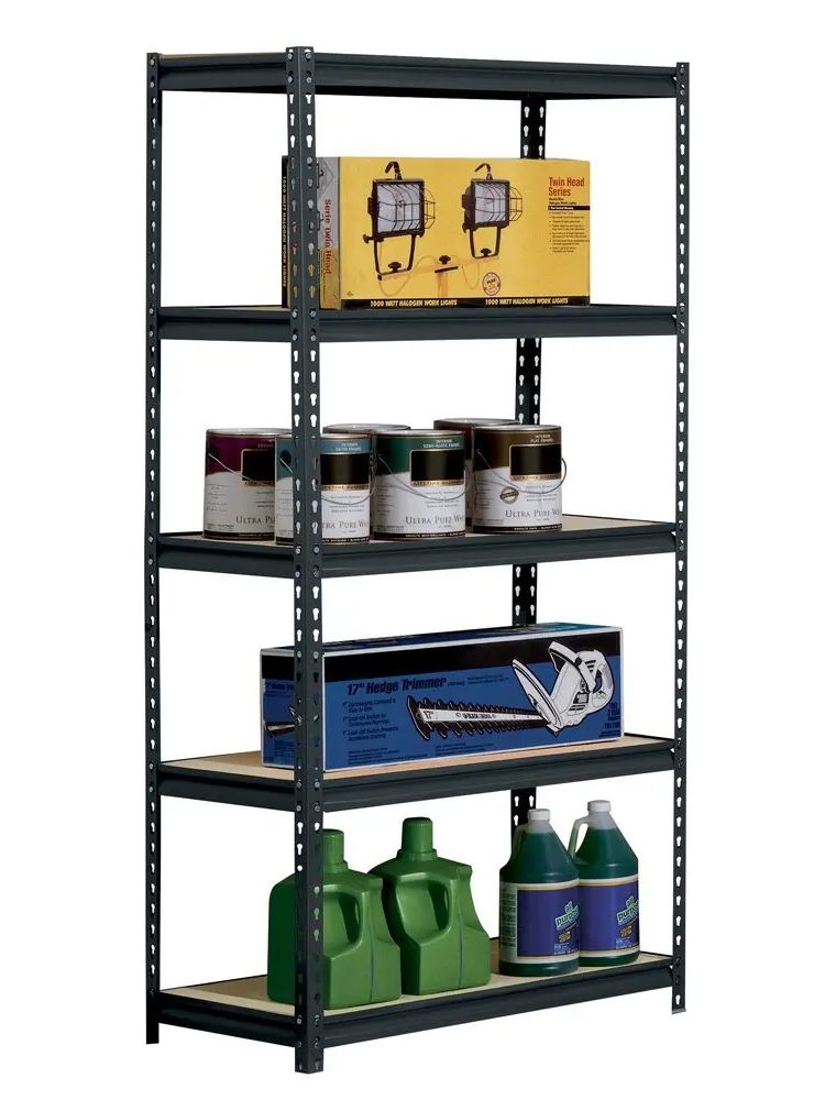 45 X 90 X 180cm 5 Tiers Powder Coated Storage Rack Black Office Furniture