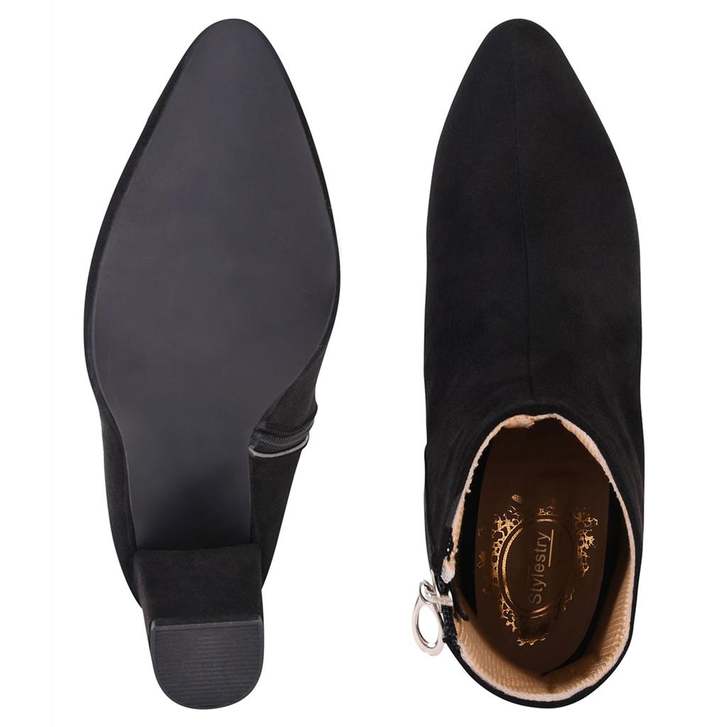 Shoetopia Γυναικείες Κοντές Μποτίνες με Χοντρό Τακούνι και Αντιολισθητική Σόλα, Άνετες Μοντέρνες Μποτάκια Αστραγάλου | Μαλακή Εσωτερική Σόλα με Απορρόφηση Κραδασμών | Καθημερινά, Για Πάρτι & Χειμώνα