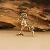 Massive Messing Chinesische Tierkreiszeichen Schaf Statue Flacher Sockel Glücksbringendes Ornament für Büro Schreibtisch Dekoration Sammlung Geschenk