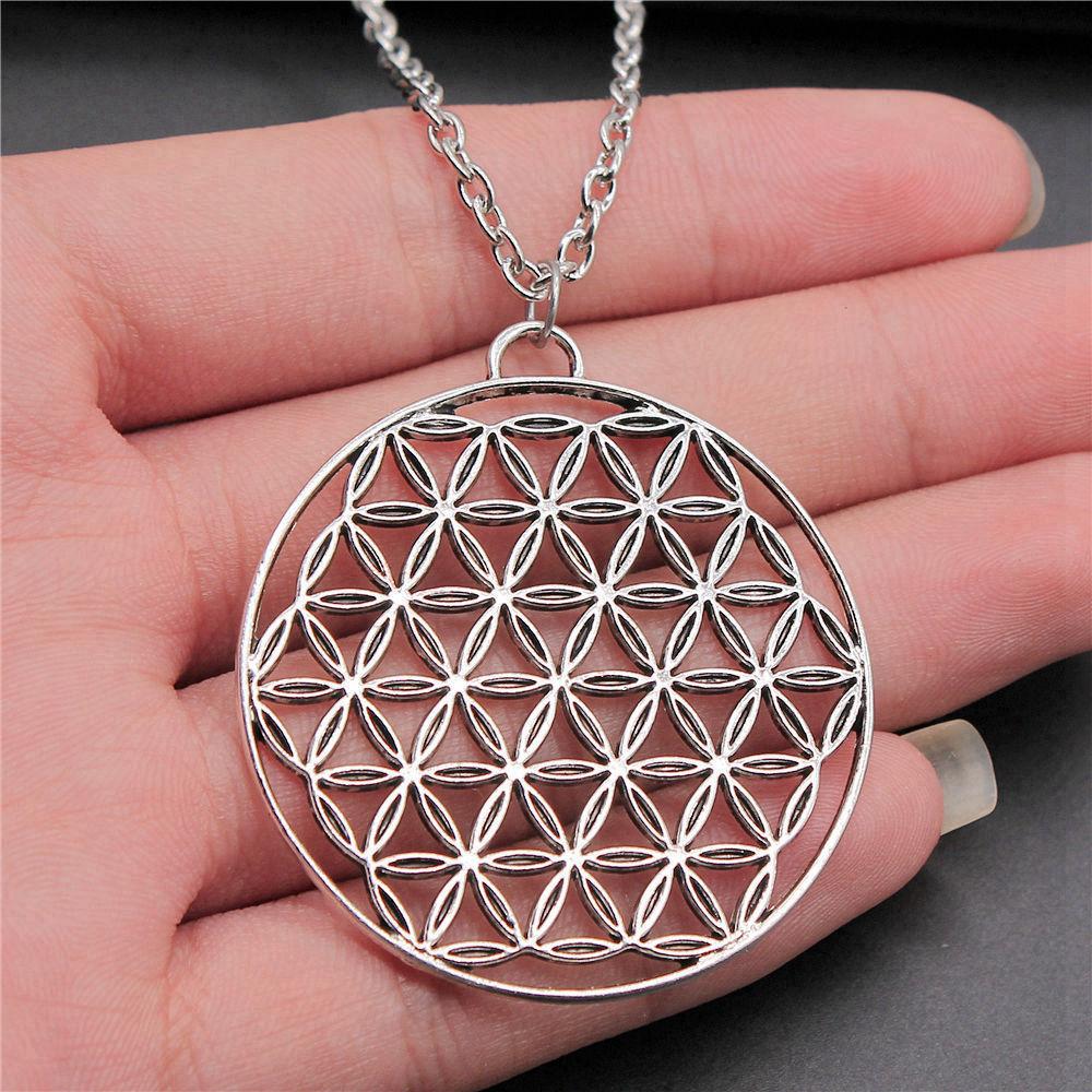 Blume des Lebens Heilige Geometrie Anhänger Antik Bronze Metall Jungen Halskette Trendiges Geschenk