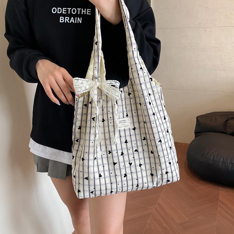 2025 New Autumn Plaid Canvas Tote - Casual High-Value Commuting Shoulder Bag