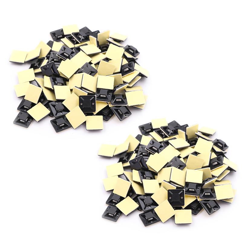 100/200 STÜCKE Selbstklebende Kabelbinderbasis Weiß Klebstofftyp Positionierung Kunststoff Selbstklebende Kabelbinderhalterung Basis Halter 20x20x6mm