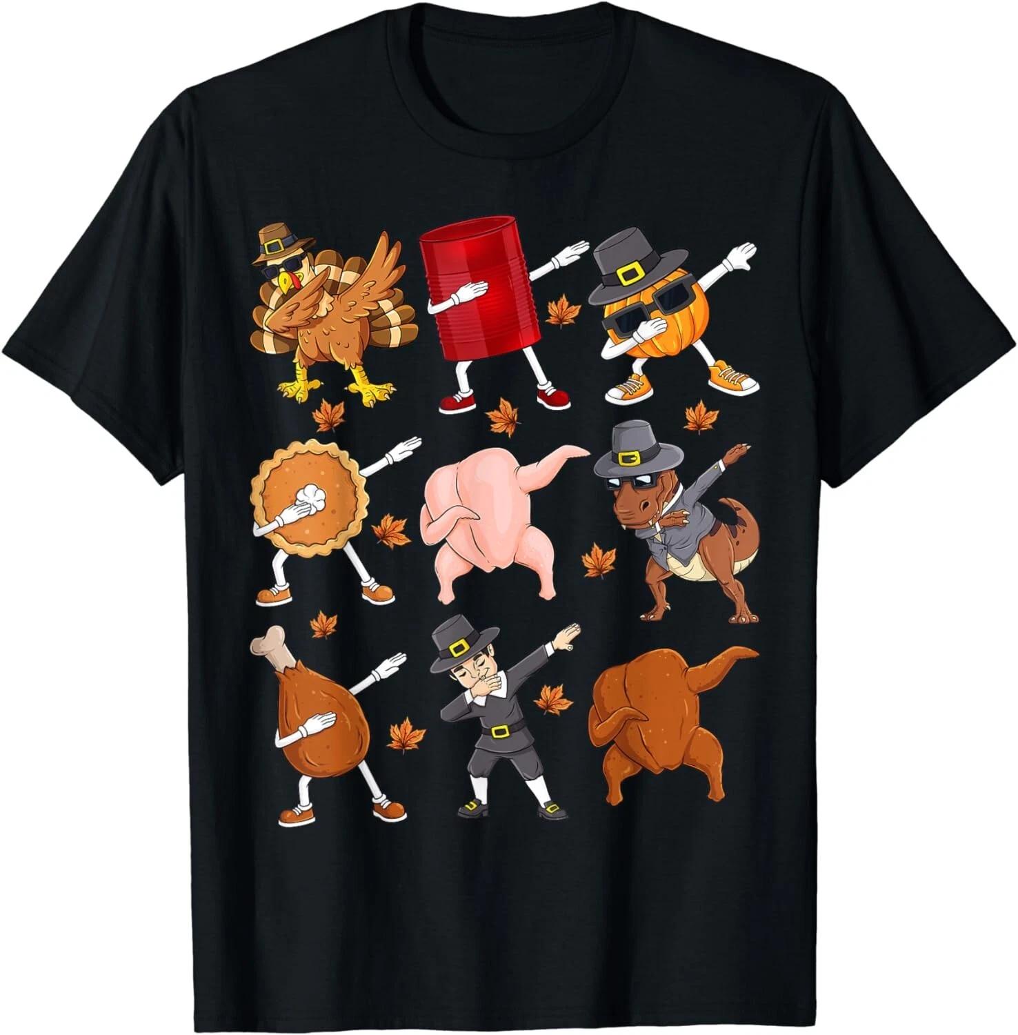 

Dabbing Turkey T Rex Pilgrim Thanksgiving Boys Kid Funny Dab Gift Unisex T-Shirt M