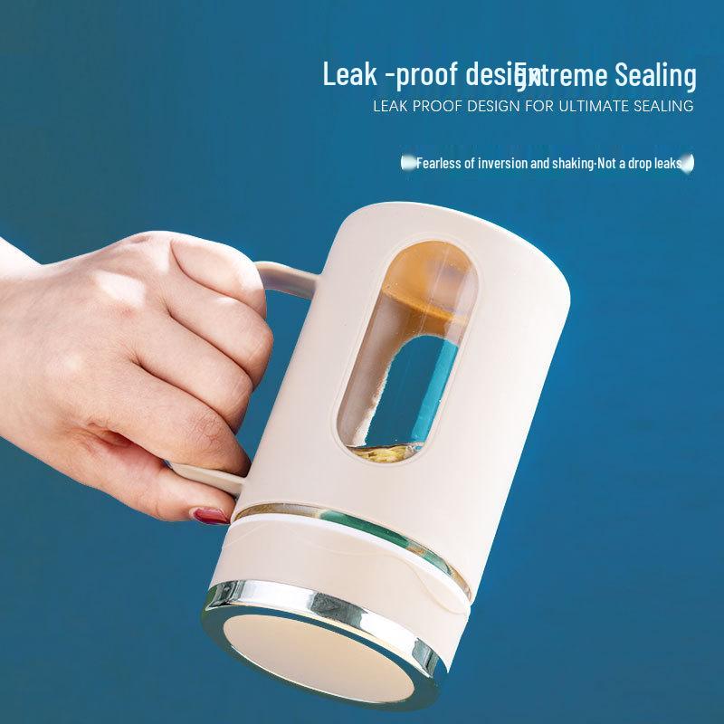 Double-Layer Glass Insulated Leak-Proof Tea Cup with Handle