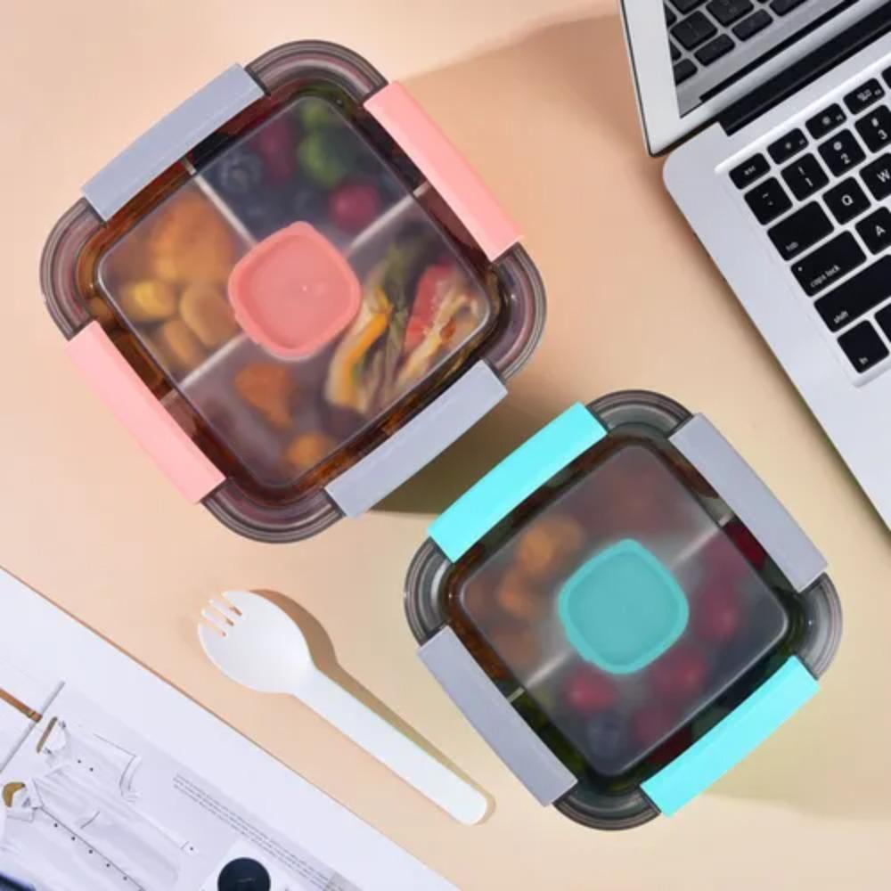 1100ml 1500ml Lunch Box Plastic Square Salad Box Food Storage Container   Office Worker