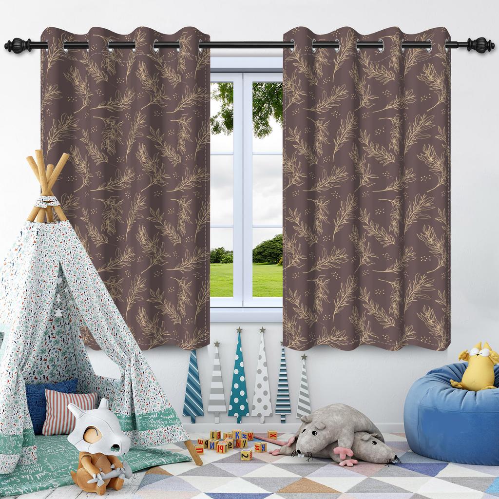 2pcs Fresh Flowers Plants Blackout Curtain Bedroom Privacy Partition Living Room Darkening Heat insulation Window Curtains