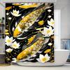 Golden Fish Bath Mat Shower Curtain with Lotus Flower Printing Waterproof for Home Decor Bathroom Accessories