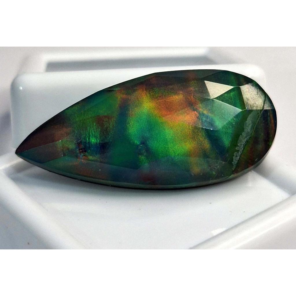 Beautiful Doublet Black Fire Opal Natural Pear Cut 13-15 Ct Certified Gemstone