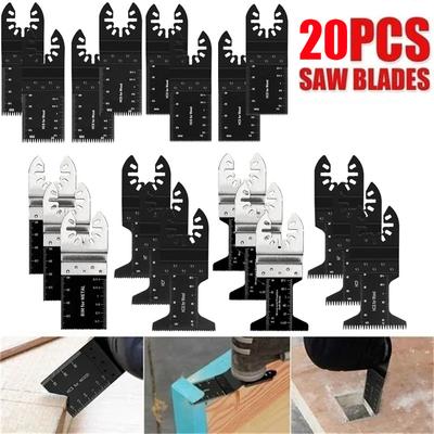 20 Stück oszillierende Sägeblätter, universelles Multitool-Hybrid-Vibrationssägeblatt-Kit zum Schneiden, Schleifen, Schleifen von Holz, Kunststoff, Metall