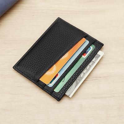 Cartera para tarjetas de crédito, billetera ultradelgada de cuero con bloqueo RFID, tarjetero minimalista delgado, billeteras para hombres