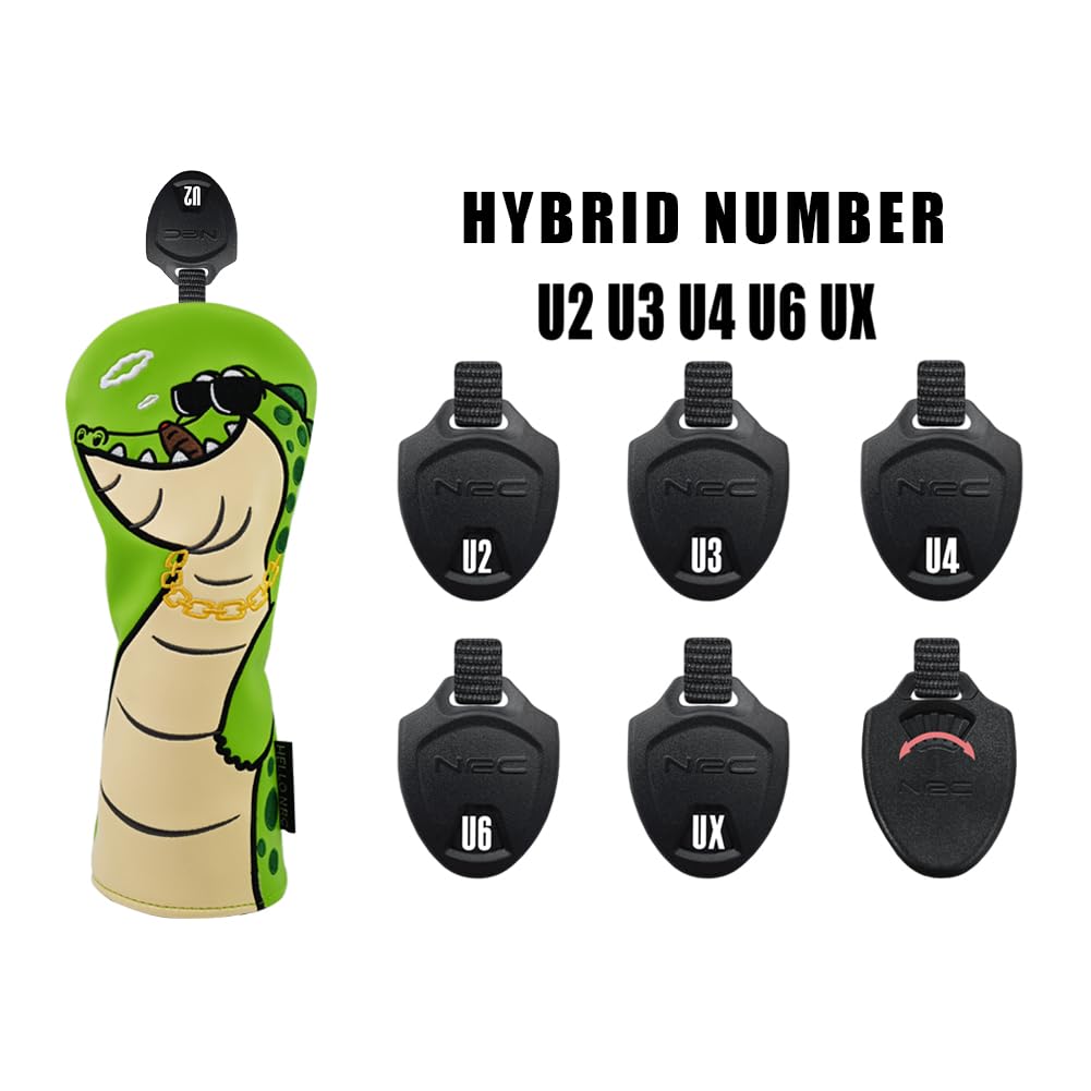 Golf headcovers for drivers woods and utilities Crocodile design with sunglasses wood cover (460cc, 440cc), (FW), (UT). (1 included).