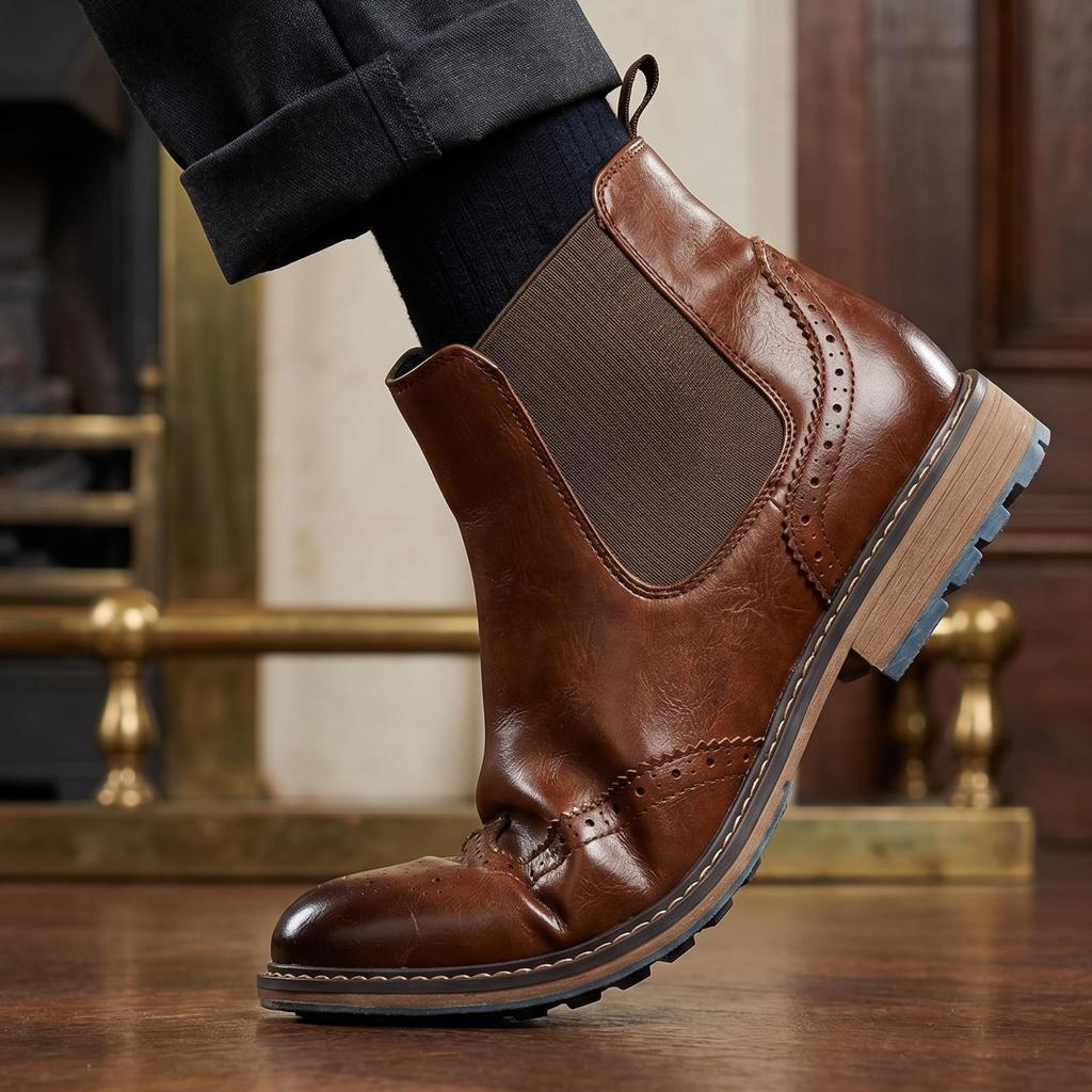 Chelsea Boots Herren 2026 Bequeme Marke Mode Lederstiefel