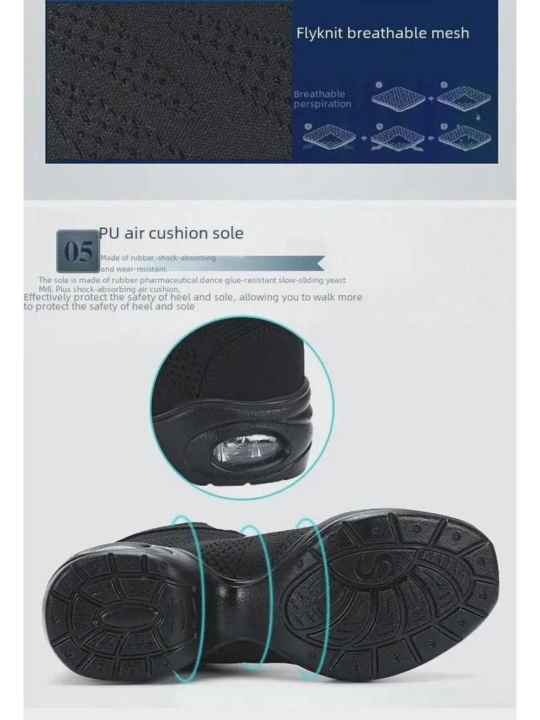 Zapatillas de baile de malla de caña alta: Suela Blanda, Aumenta la Altura, Ideal para Danza Cuadrada, Jazz y Moderna. Adecuado para Adultos. Perfecto para el otoño.
