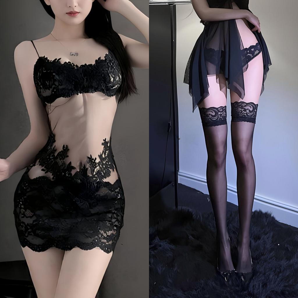 Sex underwear lace transparent sexy nightdress royal sister feeling mesh suspender pajamas women's pure desire wind embroidery summer