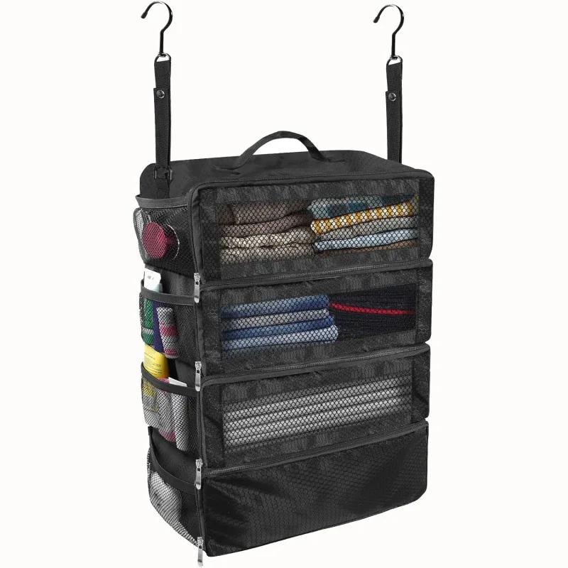 High-capacity Suitcase Organizer Travel Luggage Organizer Hanging Shelve Packing Cube Closet Collapsible Hanging Storage Bags