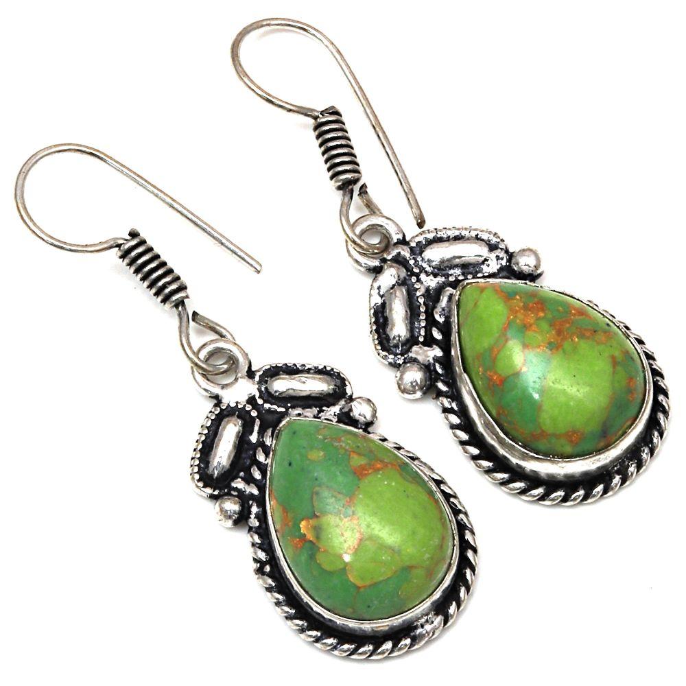 

Серебряные серьги с драгоценными камнями бирюзового цвета в подарок для нее 1,5 дюйма