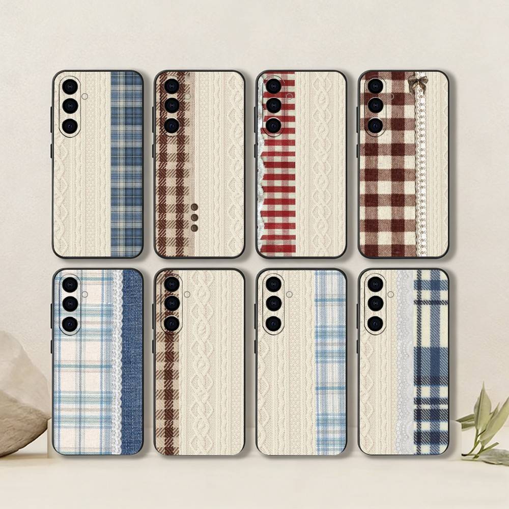 Splicing grid style Phone Case For Samsung Galaxy A73,A72,A71,A70,A53,A52,A51,Soft Silicone Black Cover