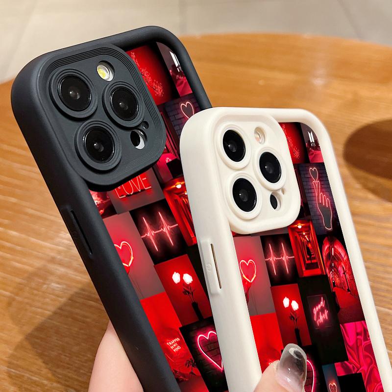 Red Heart Pattern TPU Phone Case For iPhone Air 16e 17 16 15 14 Pro Max 13 12 Pro 15 16 14 Plus Shockproof Soft Silicone Cover