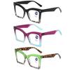 Ladies Luxury Large Frame Reading Glasses Trendy HD Blue Light Blocking Presbyopia for Men Women Square Retro Far Sight Eyewear