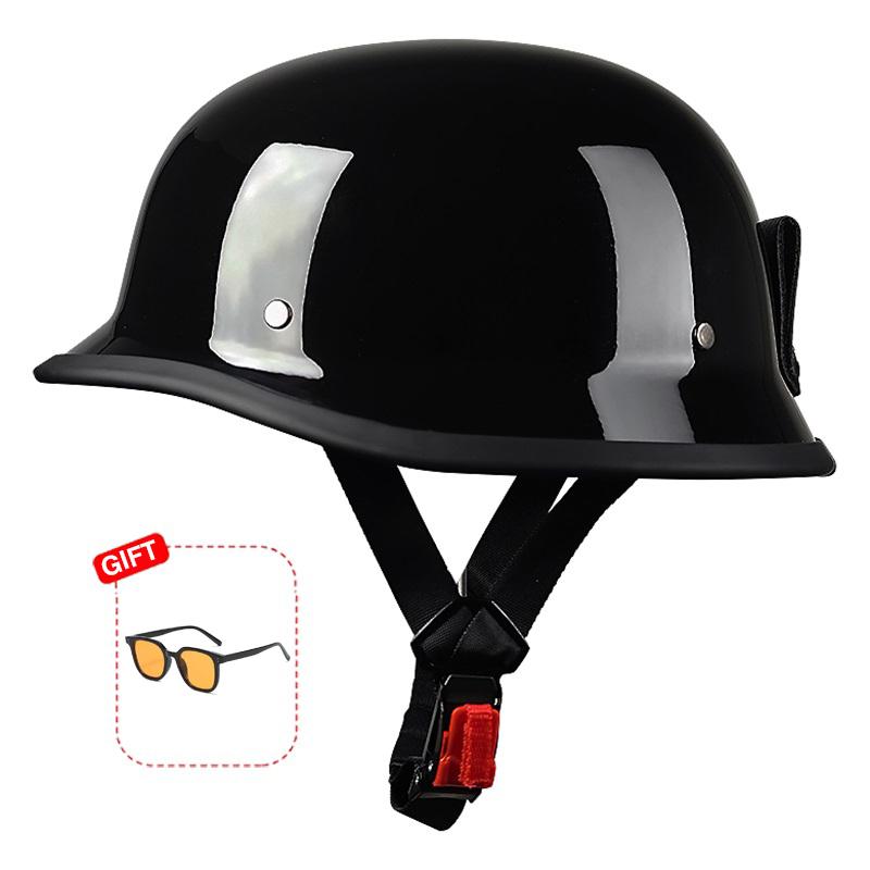 18 Half Helmet Motorcycle Helmet Electric Vehicle Bike Riding Locomotive for Cruiser Retro Four Seasons Unisex Teenager Child