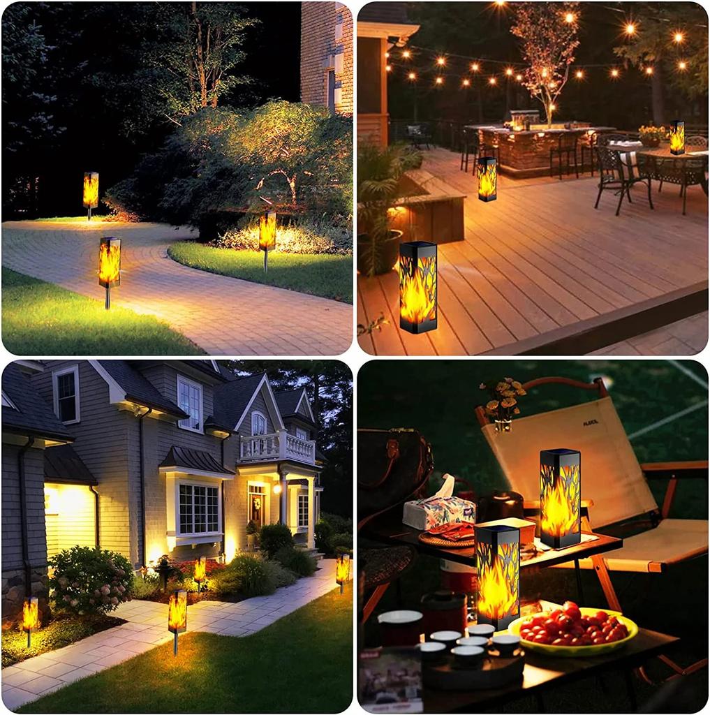 Solar Lights Outdoor Flickering Flame Solar Pathway Lights Solar Powered Decorative Garden Lights Waterproof Christmas Lights Outdoor Landscape