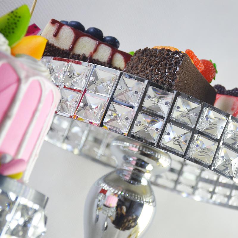Gold Crystal Cake Stand - High-Footed Square Dessert Display Table for Weddings