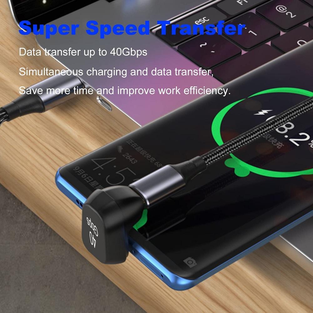 2 Pcs USB Type C to C Male to Female 180° U-Shaped Adapter 40Gbps Date Transfer