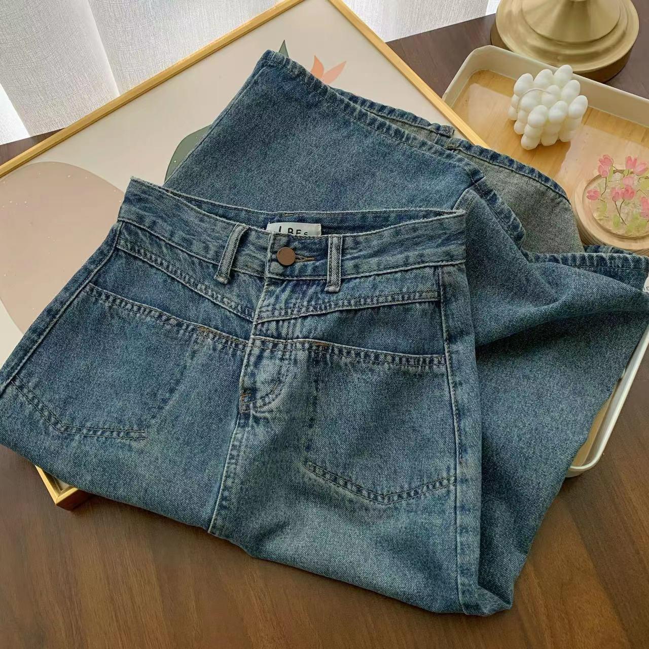 

Универсальная джинсовая юбка А-силуэта с высокой талией, весна-осень 2024 г. Large синий