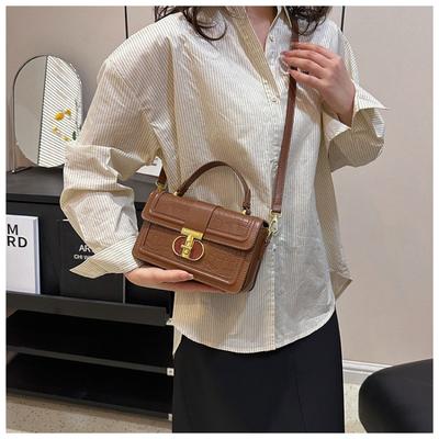 A Niche Luxury Single Shoulder Diagonal Small Square Bag with High-end Texture  Solid Color Handheld Box Bag
