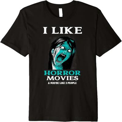 I Like Horror Movies Vintage TV Ghost Ghoul Scary Killer Premium T-Shirt