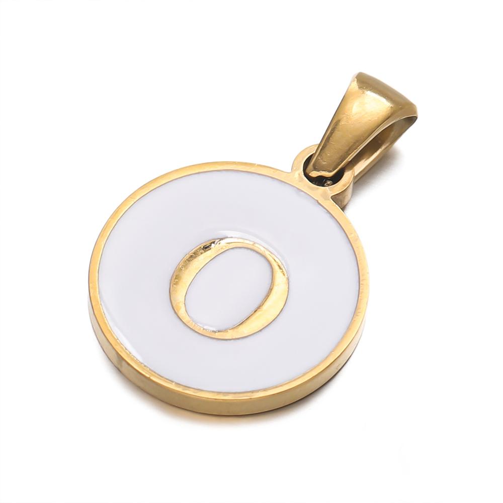 1pcs/pack Stainless Steel 26 Alphabet A-Z Letters Round White Pendants For DIY Bracelet Necklace Jewelry Making Accessories