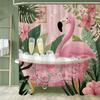 Funny Flaming Bird Bathtub Shower Curtain With Hooks,Tropical Plant Bathroom Curtain,Printed Fabric Home Decoration Curtain