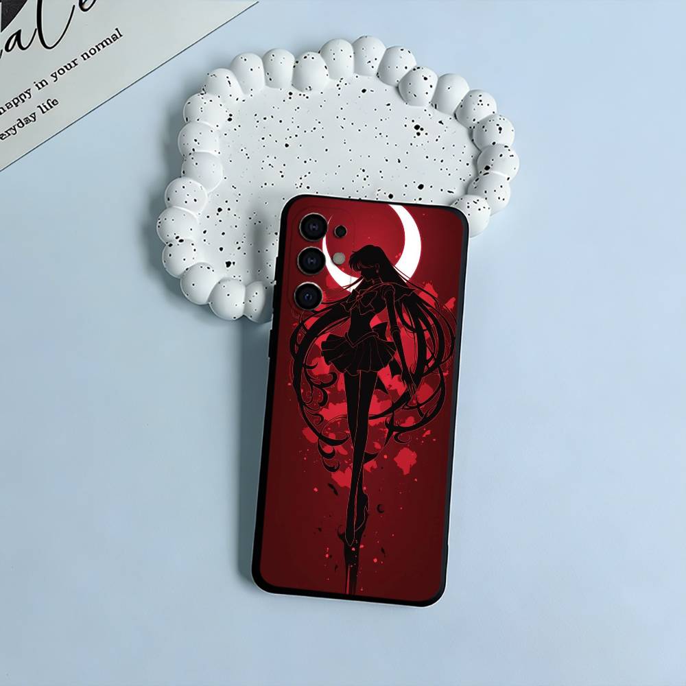 Sailor M-Moon-Usagi Tsukino Soft Silicone Case for Samsung S25, S24, S21, S22, S23, S30, Ultra, S20, Plus, FE, Lite-Black