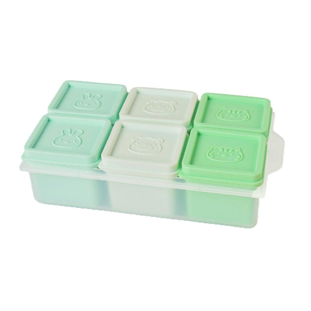 

6 Grid Ice Cube Tray Square Puree Container Food Storage Container Ice Cube Mold Fruit Style B
