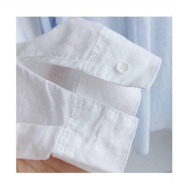 

Летнее тонкое солнцезащитное пальто с плечами из хлопка и пеньки, белая свободная рубашка с длинным рукавом, женская синяя рубашка, дизайн топа 3XL