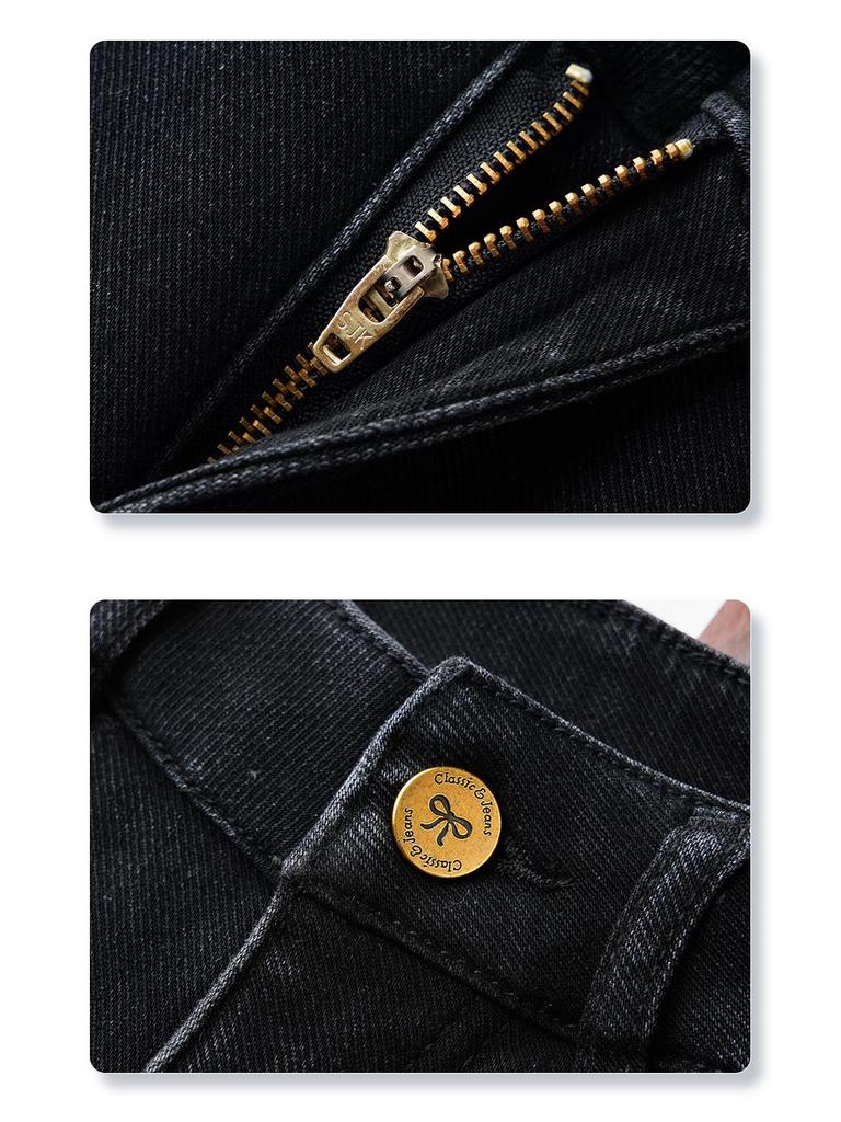 Women's Petite High-Waist Blue Micro-Flared Velvet Jeans - 2024 Autumn/Winter Collection