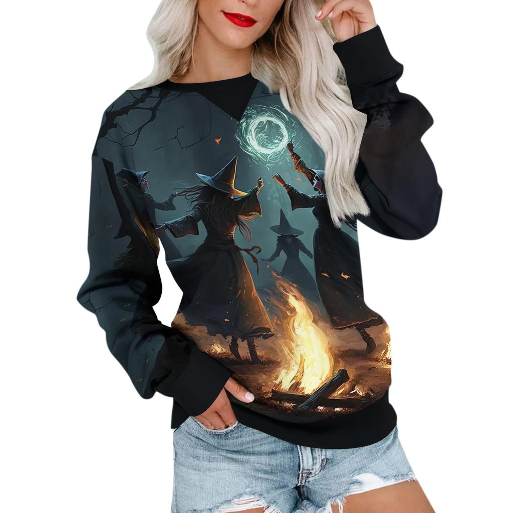 Lässiger, bedruckter Pullover für Damen, Langarmshirt, übergroßes Sweatshirt