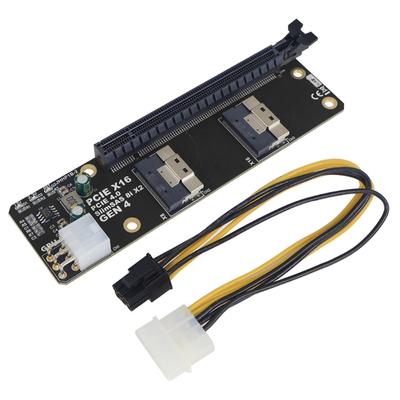 Gen4 2 Ports SlimSAS 8I X2 To PCIE 4.0 X16 Slot Adapter Board Replacement for Networks Card Graphics Video Card Capture