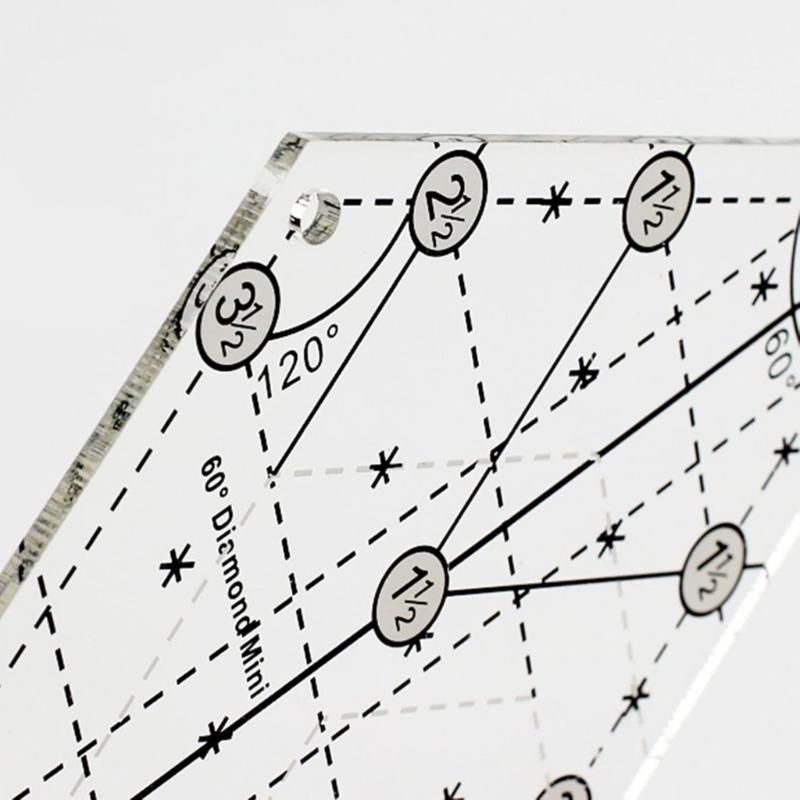 60 graders quiltmall Sylineal Quiltlinjal Hantverkslinjal för Enkla Quiltmönster Tillbehör