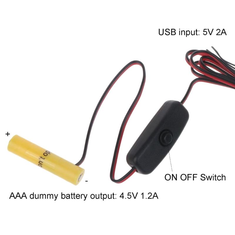 Type-C/USB To 4.5V AAA Battery Eliminator Cable Cord with Switch & Dummy Battery for LED Lights Razors Toy Radios