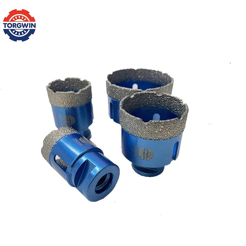 M14 Brazed Diamond Drill Bits Set Dry Vacuum Core Bits Set Porcelain Tiles Crowns Granite Marble Hole Saw Tools 4Pcs