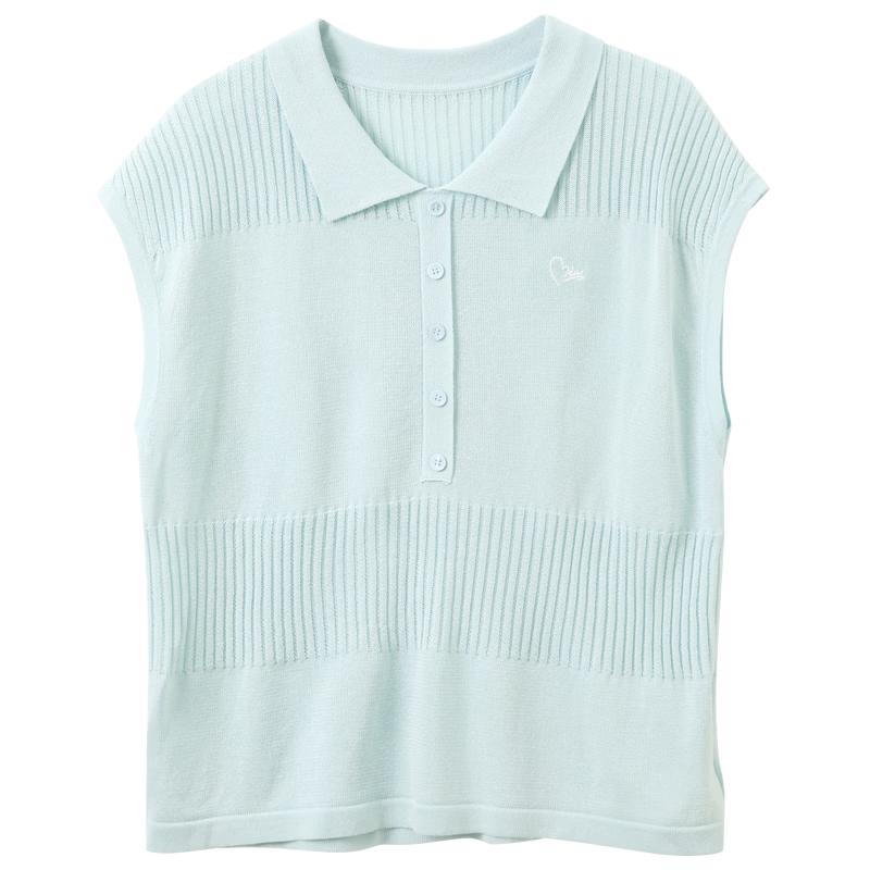 Women's Lightweight Embroidered Lapel Knit Top