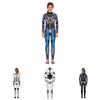 Halloween Bodysuit Costume With Robot Armor Print And Zipper Closure